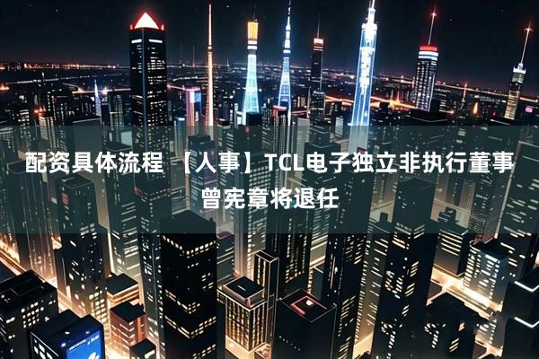 配资具体流程 【人事】TCL电子独立非执行董事曾宪章将退任